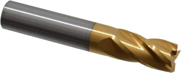 Hertel - 1/2", 1" LOC, 1/2" Shank Diam, 3" OAL, 4 Flute, Solid Carbide Square End Mill - Single End, TiN Finish, 30° Helix, Centercutting, Right Hand Cut - USA Tool & Supply