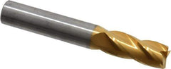 Hertel - 3/8", 7/8" LOC, 3/8" Shank Diam, 2-1/2" OAL, 4 Flute, Solid Carbide Square End Mill - Single End, TiN Finish, 30° Helix, Centercutting, Right Hand Cut - USA Tool & Supply