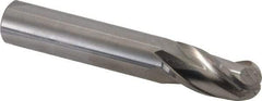 Hertel - 1/2" Diam, 1" LOC, 3 Flute Solid Carbide Ball End Mill - Uncoated, Single End, 3" OAL, 1/2" Shank Diam - USA Tool & Supply