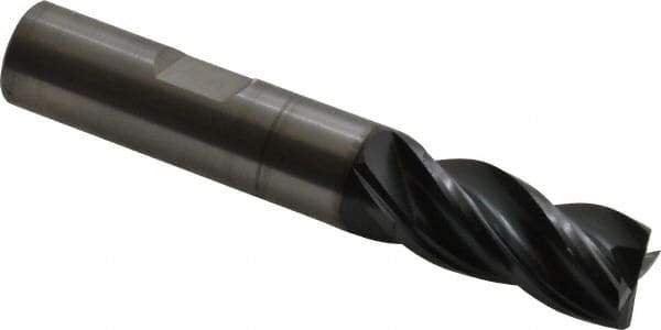 OSG - 1/2", 1" LOC, 1/2" Shank Diam, 3" OAL, 4 Flute, Solid Carbide Square End Mill - Single End, TiAlN Finish, Spiral Flute, 35° Helix, Right Hand Cut, Right Hand Flute, Series VG441 - USA Tool & Supply