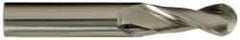 OSG - 1" Diam, 2" LOC, 2 Flute Solid Carbide Ball End Mill - Uncoated, Single End, 5" OAL, 1" Shank Diam, Spiral Flute - USA Tool & Supply