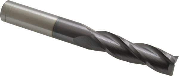 Hertel - 5/8", 2-1/4" LOC, 5/8" Shank Diam, 5" OAL, 3 Flute, Solid Carbide Square End Mill - Single End, AlTiN Finish, 30° Helix, Centercutting, Right Hand Cut - USA Tool & Supply
