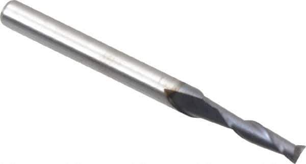 Hertel - 3/32", 3/8" LOC, 1/8" Shank Diam, 1-1/2" OAL, 2 Flute, Solid Carbide Square End Mill - Single End, AlTiN Finish, 30° Helix, Centercutting, Right Hand Cut - USA Tool & Supply