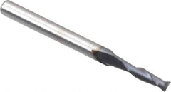 Hertel - 3/32", 3/8" LOC, 1/8" Shank Diam, 1-1/2" OAL, 2 Flute, Solid Carbide Square End Mill - Single End, AlTiN Finish, 30° Helix, Centercutting, Right Hand Cut - USA Tool & Supply