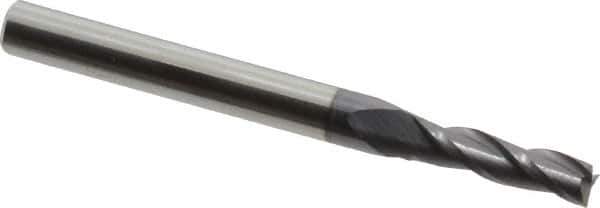 Hertel - 5/32", 9/16" LOC, 3/16" Shank Diam, 2" OAL, 3 Flute, Solid Carbide Square End Mill - Single End, AlTiN Finish, 30° Helix, Centercutting, Right Hand Cut - USA Tool & Supply