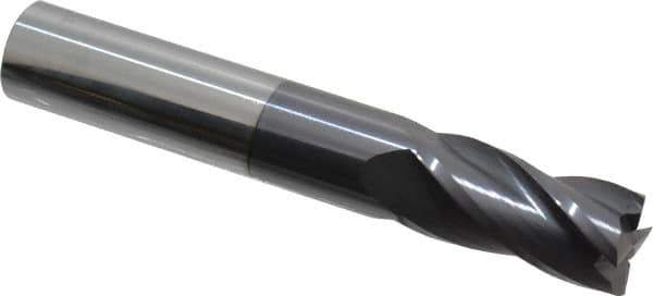 Hertel - 9/16", 1-1/8" LOC, 9/16" Shank Diam, 3-1/2" OAL, 4 Flute, Solid Carbide Square End Mill - Single End, AlTiN Finish, Spiral Flute, 30° Helix, Centercutting, Right Hand Cut, Right Hand Flute - USA Tool & Supply