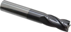 Hertel - 9/16", 1-1/8" LOC, 9/16" Shank Diam, 3-1/2" OAL, 4 Flute, Solid Carbide Square End Mill - Single End, AlTiN Finish, Spiral Flute, 30° Helix, Centercutting, Right Hand Cut, Right Hand Flute - USA Tool & Supply