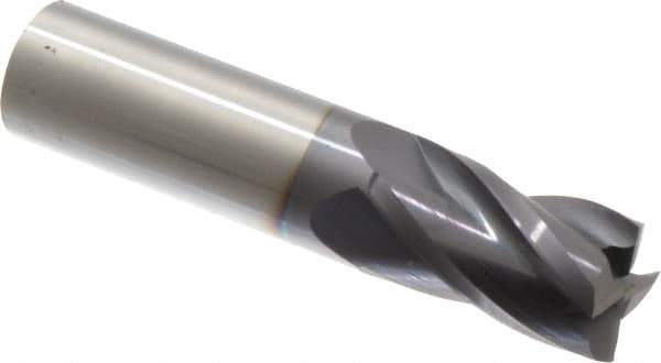 Hertel - 7/8", 1-1/2" LOC, 7/8" Shank Diam, 4" OAL, 4 Flute, Solid Carbide Square End Mill - Single End, AlTiN Finish, Spiral Flute, 30° Helix, Centercutting, Right Hand Cut, Right Hand Flute - USA Tool & Supply