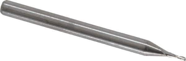 Hertel - 1/32", 3/32" LOC, 1/8" Shank Diam, 1-1/2" OAL, 2 Flute, Solid Carbide Square End Mill - Single End, Uncoated, 30° Helix, Centercutting, Right Hand Cut, Right Hand Flute - USA Tool & Supply