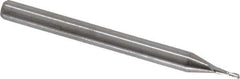 Hertel - 1/32", 3/32" LOC, 1/8" Shank Diam, 1-1/2" OAL, 2 Flute, Solid Carbide Square End Mill - Single End, Uncoated, 30° Helix, Centercutting, Right Hand Cut, Right Hand Flute - USA Tool & Supply