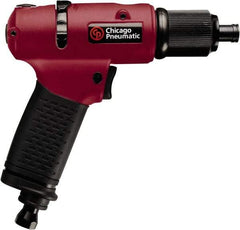 Chicago Pneumatic - 1/4" Bit Holder, 1,700 RPM, Pistol Grip Handle Air Screwdriver - 3/4 to 4.2 Ft/Lb Torque, 1/4" Inlet, 5.25 CFM - USA Tool & Supply