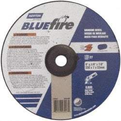 Norton - 24 Grit, 9" Wheel Diam, 1/4" Wheel Thickness, 7/8" Arbor Hole, Type 27 Depressed Center Wheel - Zirconia Alumina, S Hardness, 6,000 Max RPM, Compatible with Angle Grinder - USA Tool & Supply