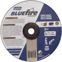 Norton - 20 Grit, 9" Wheel Diam, 1/4" Wheel Thickness, 7/8" Arbor Hole, Type 27 Depressed Center Wheel - Zirconia Alumina, T Hardness, 6,000 Max RPM, Compatible with Angle Grinder - USA Tool & Supply