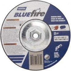 Norton - 30 Grit, 7" Wheel Diam, 1/8" Wheel Thickness, Type 27 Depressed Center Wheel - Zirconia Alumina, U Hardness, 8,600 Max RPM, Compatible with Angle Grinder - USA Tool & Supply