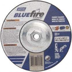 Norton - 20 Grit, 7" Wheel Diam, 1/4" Wheel Thickness, Type 27 Depressed Center Wheel - Zirconia Alumina/Silicon Carbide Blend, T Hardness, 8,600 Max RPM, Compatible with Angle Grinder - USA Tool & Supply