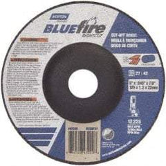 Norton - 24 Grit, 5" Wheel Diam, 7/8" Arbor Hole, Type 27 Depressed Center Wheel - Zirconia Alumina, Q Hardness, 12,225 Max RPM, Compatible with Angle Grinder - USA Tool & Supply