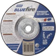 Norton - 30 Grit, 5" Wheel Diam, 1/8" Wheel Thickness, Type 27 Depressed Center Wheel - Zirconia Alumina, U Hardness, 12,225 Max RPM, Compatible with Angle Grinder - USA Tool & Supply