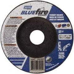 Norton - 24 Grit, 4-1/2" Wheel Diam, 1/4" Wheel Thickness, 7/8" Arbor Hole, Type 27 Depressed Center Wheel - Zirconia Alumina/Silicon Carbide Blend, T Hardness, 13,580 Max RPM, Compatible with Angle Grinder - USA Tool & Supply