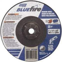 Norton - 24 Grit, 4" Wheel Diam, 1/4" Wheel Thickness, 5/8" Arbor Hole, Type 27 Depressed Center Wheel - Zirconia Alumina, S Hardness, 15,280 Max RPM, Compatible with Angle Grinder - USA Tool & Supply