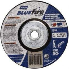 Norton - 24 Grit, 5" Wheel Diam, 1/4" Wheel Thickness, Type 27 Depressed Center Wheel - Zirconia Alumina, S Hardness, 12,225 Max RPM, Compatible with Angle Grinder - USA Tool & Supply