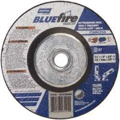 Norton - 30 Grit, 4-1/2" Wheel Diam, 1/8" Wheel Thickness, Type 27 Depressed Center Wheel - Zirconia Alumina, T Hardness, 13,580 Max RPM, Compatible with Angle Grinder - USA Tool & Supply