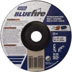 Norton - 30 Grit, 6" Wheel Diam, 1/8" Wheel Thickness, 7/8" Arbor Hole, Type 27 Depressed Center Wheel - Zirconia Alumina, U Hardness, 10,185 Max RPM, Compatible with Angle Grinder - USA Tool & Supply