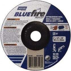 Norton - 30 Grit, 6" Wheel Diam, 1/8" Wheel Thickness, 7/8" Arbor Hole, Type 27 Depressed Center Wheel - Zirconia Alumina, U Hardness, 10,185 Max RPM, Compatible with Angle Grinder - USA Tool & Supply