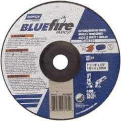 Norton - 30 Grit, 7" Wheel Diam, 1/8" Wheel Thickness, 7/8" Arbor Hole, Type 27 Depressed Center Wheel - Zirconia Alumina, T Hardness, 8,600 Max RPM, Compatible with Angle Grinder - USA Tool & Supply