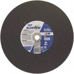 Norton - 16" 36 Grit Zirconia Alumina Cutoff Wheel - 7/64" Thick, 1" Arbor, 3,820 Max RPM, Use with Stationary Tools - USA Tool & Supply
