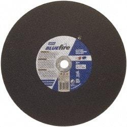 Norton - 16" 30 Grit Zirconia Alumina Cutoff Wheel - 5/32" Thick, 1" Arbor, 3,820 Max RPM, Use with Stationary Tools - USA Tool & Supply
