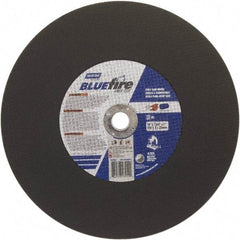 Norton - 14" 36 Grit Zirconia Alumina Cutoff Wheel - 7/64" Thick, 1" Arbor, 4,365 Max RPM, Use with Stationary Tools - USA Tool & Supply