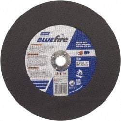 Norton - 12" 36 Grit Zirconia Alumina Cutoff Wheel - 7/64" Thick, 1" Arbor, 5,095 Max RPM, Use with Stationary Tools - USA Tool & Supply