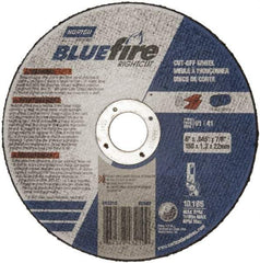 Norton - 6" 36 Grit Zirconia Alumina Cutoff Wheel - 1/16" Thick, 7/8" Arbor, 10,185 Max RPM, Use with Angle Grinders - USA Tool & Supply
