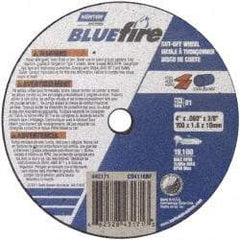 Norton - 4" 46 Grit Zirconia Alumina Cutoff Wheel - 1/16" Thick, 3/8" Arbor, 19,100 Max RPM, Use with Angle Grinders - USA Tool & Supply