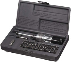 SK - 29 Piece, 2 to 36 In/Lb, Industrial Adjustable Torque Limiting Screwdriver Kit - 1/4" Drive - USA Tool & Supply