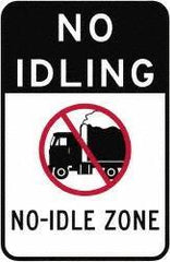 NMC - "No Idle Zone", 18" Long x 12" Wide, Aluminum Safety Sign - Use for Workplace/Safety - USA Tool & Supply