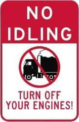 NMC - "Turn Off Your Engine", 18" Long x 12" Wide, Aluminum Safety Sign - Use for Workplace/Safety - USA Tool & Supply