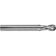 12 mm Dia. × 12 mm Shank × 30 mm DOC × 110 mm OAL, Carbide TiCN, Spiral , 2 Flute, 25° Helix, Ballnose End Mill - Exact Industrial Supply