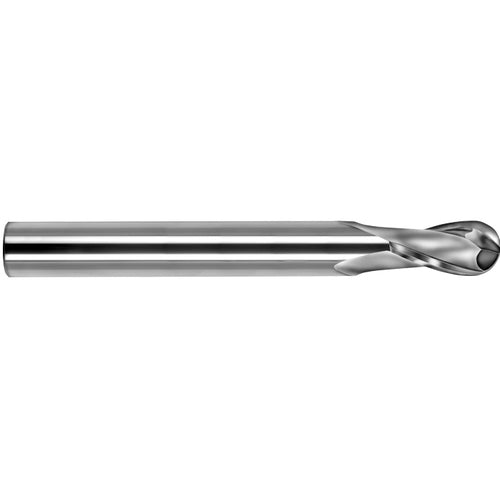 10 mm Dia. × 10 mm Shank × 25 mm DOC × 100 mm OAL, Carbide AlTiN, Spiral , 2 Flute, 25° Helix, Ballnose End Mill - Exact Industrial Supply