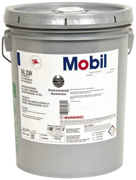 Mobil - 5 Gal Pail Mineral Hydraulic Oil - 0180°F, SAE 20, ISO 32/46, 36.8 cSt at 40°C & 8.3 cSt at 100°C - USA Tool & Supply