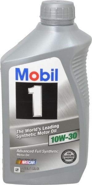 Mobil - 1 Quart Synthetic Engine Oil - Grade 10W-30 - USA Tool & Supply