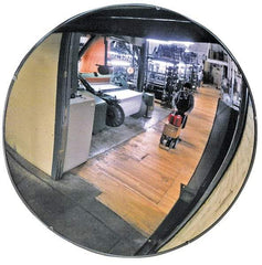 PRO-SAFE - Indoor Round Convex Safety, Traffic & Inspection Mirrors - Acrylic Lens, Laminated Hardboard Backing, 18" Diam x 1-7/8" High, 20' Max Covered Distance - USA Tool & Supply