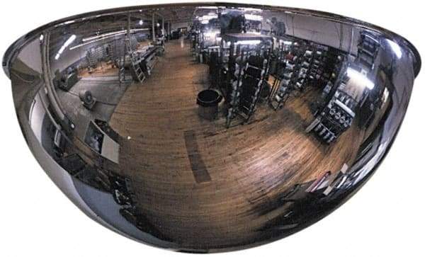 PRO-SAFE - Indoor & Outdoor Full Dome Dome Safety, Traffic & Inspection Mirrors - Acrylic Lens, Fiberboard Backing, 36" Diam x 15-1/2" High, 38' Max Covered Distance - USA Tool & Supply