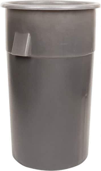 Bayhead Products - 55 Gal Gray Round Trash Can - Polyethylene, 40" High - USA Tool & Supply