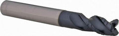 Iscar - 3/8" Diam, 3/4" LOC, 3 Flute Solid Carbide 45° Corner Chamfer Roughing End Mill - TiAlN Finish, 3" OAL, 3/8" Shank Diam, Single End, Extended Reach, 38° Helix - USA Tool & Supply