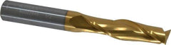 Atrax - 1/2", 2" LOC, 1/2" Shank Diam, 4" OAL, 2 Flute, Solid Carbide Square End Mill - Single End, TiN Finish, Spiral Flute, 30° Helix, Centercutting, Right Hand Cut - USA Tool & Supply