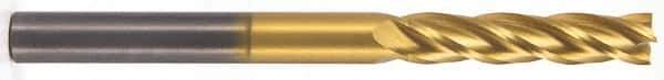 Hertel - 7/16", 2" LOC, 7/16" Shank Diam, 4" OAL, 4 Flute, Solid Carbide Square End Mill - Single End, TiN Finish, 30° Helix, Centercutting, Right Hand Cut, Right Hand Flute - USA Tool & Supply