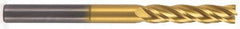 Hertel - 7/16", 2" LOC, 7/16" Shank Diam, 4" OAL, 4 Flute, Solid Carbide Square End Mill - Single End, TiN Finish, 30° Helix, Centercutting, Right Hand Cut, Right Hand Flute - USA Tool & Supply