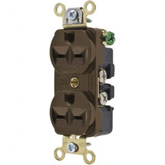 Hubbell Wiring Device-Kellems - 250 VAC 15A NEMA 6-15R Industrial Grade Brown Straight Blade Duplex Receptacle - USA Tool & Supply