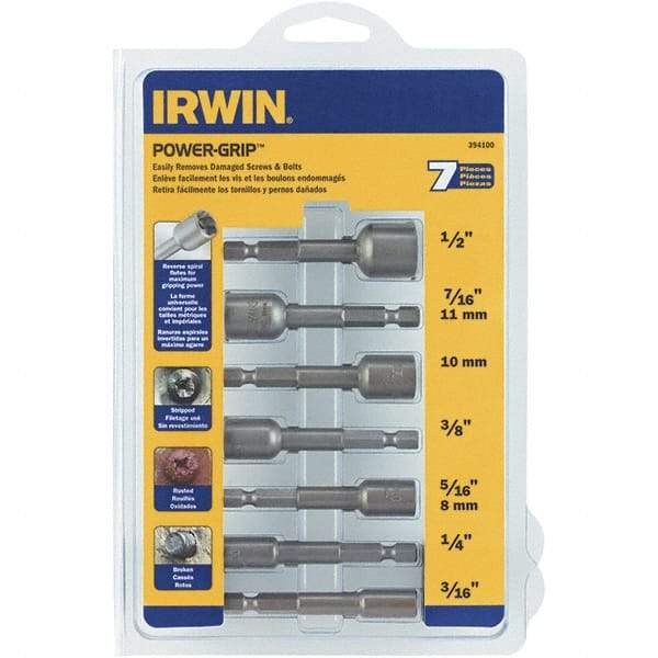 Irwin - 7 Piece Screw & Nut Extractor Set - 1/2 to 3/16 Size Range - USA Tool & Supply